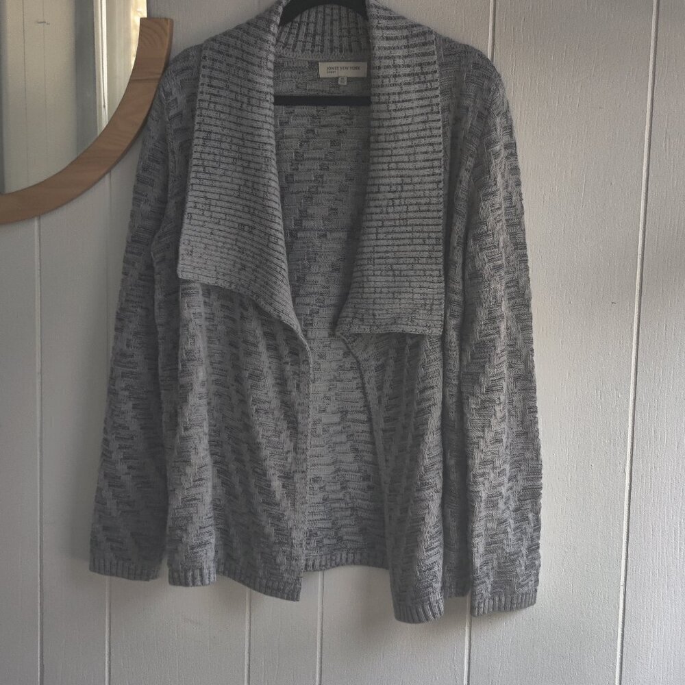 Jones New York Sport Knit Cardigan in Cotton & Acrylic , Open with Shawl  Design